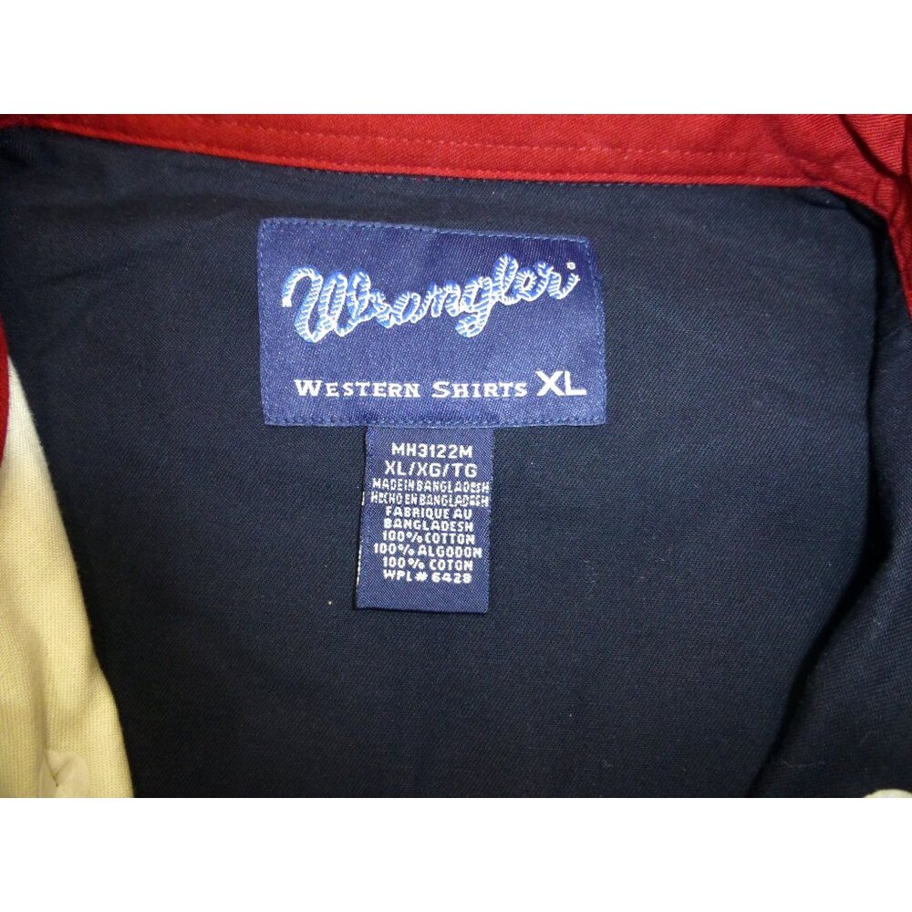 VTG NWT Bonanza By Wrangler Mens Western Shirt XL Colorblock Navy & Cream Embroi - Picture 4 of 14